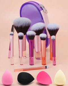 lot 4013 image: PGRODE Mini Travel Makeup Brushes Set, 14 Pieces, Portable Full Complete Function Cosmetic Kit with Brush Pouch, On the Go Short Makeup Brush Small Travel Essentials for Kids, Women, Girls (Colorful)