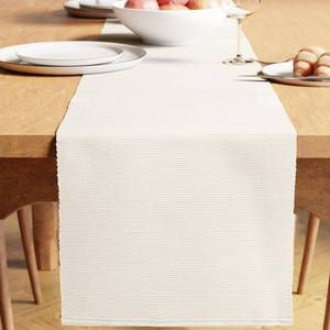 lot 4014 image: Encasa XO Table Runner, Yarn Dyed Ribbed Cotton 13inx79in