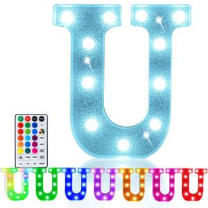 lot 4016 image: Pooqla Colorful Light Up Letter UMarquee Letters with Remote Room Decor