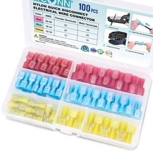 lot 4028 image: TICONN 100 Pcs Nylon Spade Connector Kit, Insulated Crimp Wire Connectors