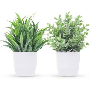 lot 4052 image: Der Rose 2 Pack Fake Plants Small Plants for Bathroom Office Decor