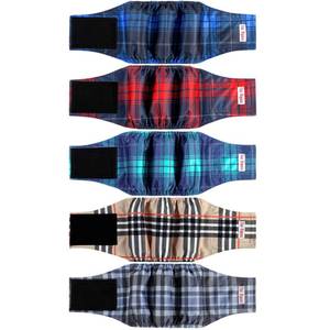 lot 4056 image: 5 Pack Male Dogs Diapers, Washable Reusable Premium Belly Bands for Male Dogs, High Absorbing Male Dog Pee Wraps for Doggie in Incontinence or Excitable Urination and Training Grid X-Large