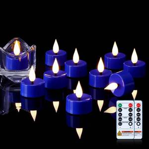 lot 4059 image: Amagic 24Pcs Flameless Timer Remote 3D Black Wick Tealights Candles, Blue