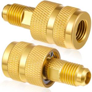 lot 4067 image: Otoolling 2 Pcs Universal Refrigerant Brass Adapter 14in Female x 14in Male