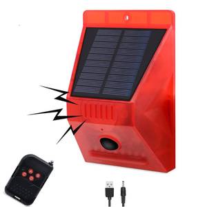 lot 4454 image: HULPPRE Solar Outdoor Motion Sensor Alarm,130db Loud Siren Lamp Noise Maker