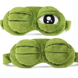lot 4455 image: 2Pcs Sleep Eye Mask for Women Kids, Shinywear Eye Mask for Sleeping, Cute Sad Frog Blindfold Plush Funny Eye Shade Cover for Travel Yoga Nap Block Out Light - Soft Cotton Inside for Sensive Skin