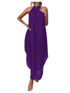 lot 4462 image: Verdusa Women�s Wedding Guest Dress Halter Flowy Chiffon Long Bouncy Dress