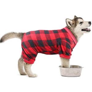 lot 4467 image: Dog Pajamas Large Sized Dog Red Plaid Soft Flannel Pjs Christmas Pajamas Pet Clothes Warm and Cozy (L)