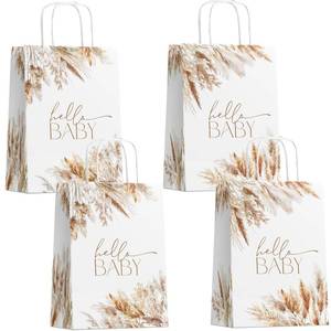 lot 4475 image: 24 Pack Pampas Grass Favor Bags with Handles, Boho Baby Shower Goodie Bags, Neutral Beige Baby Shower Party Favor Treat Bags, Pampas Grass Baby Shower Decorations Gift Bags for Guests