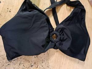 lot 4483 image: Black Halter Bikini Top with Ring Front Detail XL