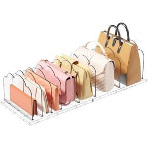 lot 4494 image: Lifewit Purse Organizer for Closet, Adjustable Clear Handbag Shelf Dividers