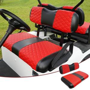 lot 5339 image: HANGKUNNEE EZGO TXT Seat Covers, EZGO TXT Golf Cart Seat Covers for 1994-2013 OEM Ordinary Seat, Marine Grade Vinyl Leather, Anti-ScratchAnti-FadingEasy to Install, DiamondRed(4PCSFront and Rear)