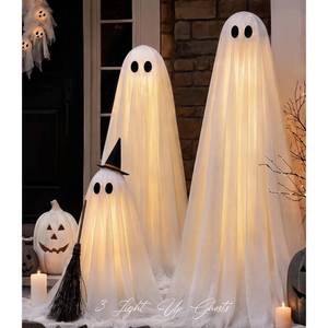 Halloween Decorations Outdoor - Set of 3 Light Up Ghosts with Timer Remote