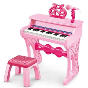 lot 5362 image: deAO Kids Piano Keyboard Toys for Girls 37 Keys with Stool and Microphone