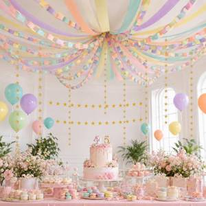 lot 5370 image: 360 Sheets Colorful Paper Chains Strips and Star Garland for Fancy Party