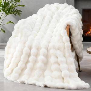 lot 5372 image: Faux Fur Throw Blanket for Couch, 1000 GSM Cozy Fuzzy Fluffy Soft Plush Thick Bubble Sherpa Blanket for Sofa Bedroom Living Room, Mothers Day Birthday Gifts for Women Home Decor