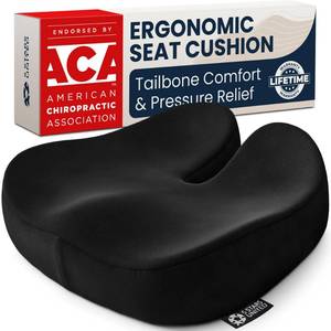 lot 5378 image: 5 STARS UNITED Seat Cushion - Memory Foam Chair Cushion for Tailbone Pain Relief - Ergonomic Support for Coccyx, Sciatica and Butt - Office, Desk and Gaming Chair, Car Seat, Wheelchair, Black Suede