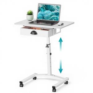 lot 5393 image: Rolling Standing Computer Desk With Drawer, Small Mobile Laptop Desk Cart