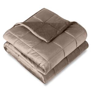 lot 5394 image: Bare Home Minky Fleece Weighted Blanket (Taupe, 40inx60in 10lbs)