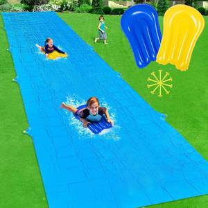 lot 5407 image: HAIROPO Slip Water Slide, 30FT Extra Long Heavy Duty Slip Lawn Water Slide for Kids Adults with 2 Bodyboards, Slip Water Slides for Kids Backyard Garden Summer Outdoor Water Toys Party Play