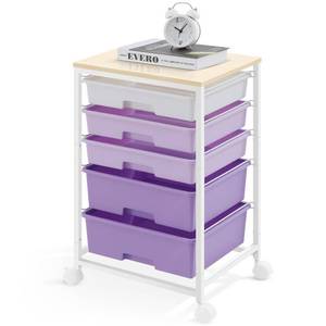 lot 5408 image: SYKIARIOL Utility Cart with 5 Drawers with Wooden Top,Purple