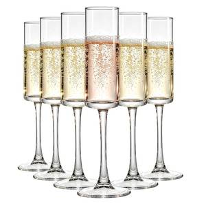 lot 5417 image: Dylvan Set of 6 Crystal Champagne Glasses Handcrafted Elegant 5.24 Ounce Flutes Ideal for Weddings Birthdays and Celebrations Premium Durable Design Exquisite Polished Edges