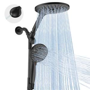 lot 5418 image: MakeFit Dual Handheld Shower Head Combo, 2-in-1 Rain Shower Heads System 8 Inch Rainfall Shower Head and 10 Modes High Pressure Hand Held Showerhead with Built-in Power Wash