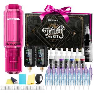 lot 5422 image: Neebol Wirless Tattoo Gun Kit, 2PCS Batteries Set for Beginners and Artists