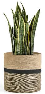 lot 6162 image: Dahey Plant Basket Indoor for 12 inch Pot Woven Jute Planter, Black