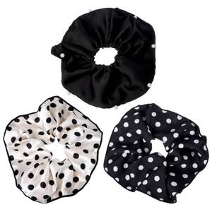lot 6164 image: 3 Pcs Oversized Scrunchie with Pearl and Polka Dot, Oversized Satin Scrunchies, Vintage Chic Extra Large Hair Accessories for Women and Girls