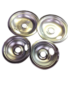 lot 6181 image: Four Stove Drip Pans Set Round Metal Replacement