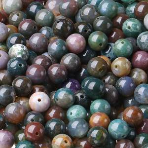 lot 6200 image: LAIDANLA Indian Agate 6mm Natural Stone Beads Round Loose Gemstone Stone Beads for DIY Bracelet Necklace Earrings Jewelry Making Polishing Genuine Real Beading Crystal 96PCS 2 Strand 32in