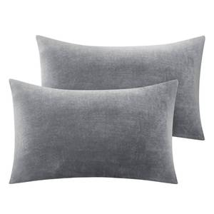 lot 6204 image: BEDELITE Flannel King Size Pillow Cases Set of 2, Gray, 20x36 Inches