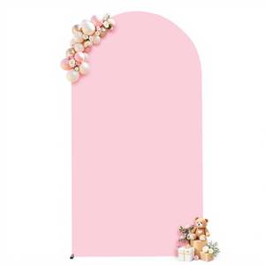 lot 6205 image: Baby Pink Arch Cover 6FT Wedding Bakcdrop Cover Spandex Fitted Arch Stand Cover Stretchy Double-Sided Balloon Arch Backdrop for Baby Shower Birthday Party Bridal Shower Anniversary Photo Background