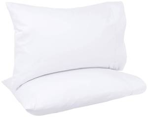 lot 6213 image: Amazon Basics 400 Thread Count Cotton Pillowcases, Standard, 30in L x 20in W, White - Set of 2, Pillows Not Included