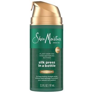 lot 6232 image: SheaMoisture Silk Press In a Bottle - Prep Cream - 3.3 fl oz For Curly Hair, Moisturizing, Mandarin, Bergamot