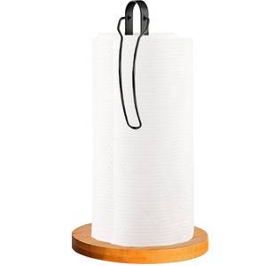 lot 6233 image: Wood Paper Towel Holder Countertop, TONLEA Kitchen Paper Towel Holder FreeStanding with Fixer for Kitchen and Bathroom Organization, Kitchen Roll Holder for Standard and Large Rolls