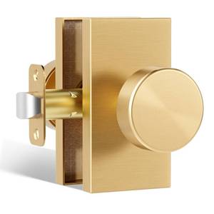 lot 9056 image: HIEMEY Satin Brass Gold Door Knobs Passage Door Knobs Interior