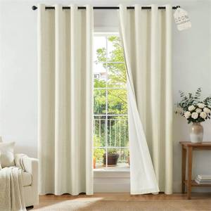 lot 13097 image: ChrisDowa 100% Blackout Curtain for Bedroom Linen Drapes 90 Inch Curtains