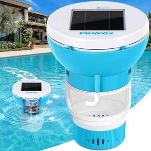 lot 13130 image: PRAXXIS Chlorine Floater wSolar-Powered Pump,Solar Chlorine Floater,Blue