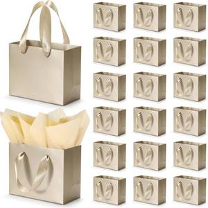 lot 14264 image: EQOREIIN 50 Pcs Metallic Paper Small Gift Bags with Handles and Tissue Paper