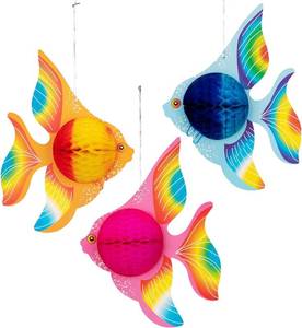lot 14270 image: 90shine 12PCS Tropical Fish Party Decorations Supplies- Under-The-seaMermaidLuauHawaiianKids Birthday Table Centerpiece