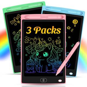 lot 14274 image: 3 Pack LCD Writing Tablet for Kids - Erasable and Reusable Toddler Doodle Board in 8.5 inch, Ideal Drawing Pad for Learning Toy for Ages 3-8, Gift for Girls Boys (3 Pack (Pink,Blue, Green))