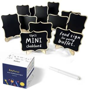lot 14277 image: 12pcs Mini Chalkboard Signs with Stand,Food Labels for Party Buffet, Food TagName Card for Wedding Table, Name Tag Drink Labels TacoCandy BarBake Sale Food Sign, Catering Supplies Buffet Display