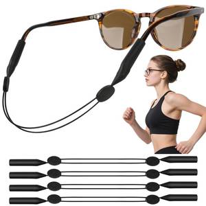 lot 14280 image: Coikcer Adjustable Anti-Slip No-Tail Glasses Strap, 4 Pack Black