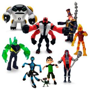 lot 14288 image: Figures Based on Ben 10 Action Figures - Set of 9 Toys Ben Tennyson, Four Arms, Grey Matter, Kineceleran, Diamondhead, Hex, Steam Smythe, Cannonbolt, Heatblast