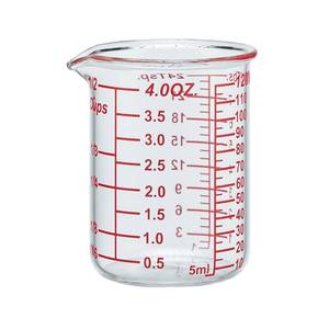 lot 14294 image: Ackers BORO3.3 4 oz120 ml Glass Measuring Cup with V-Shaped Spout, 1 Count