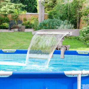 lot 19095 image: Pool Fountain Waterfall for Above Ground Pools, Swimming Pool Frame Attachment Clamp Accessory, Relaxing Cascade Soothing Waterfall, Adjustable Width Fits Various Frames (Beige) (Clamp Missing)