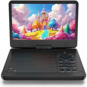 lot 19100 image: 12.5in Portable DVD Player with10.1 HD IPS Screen for Kids,Car DVD Player with Headrest Mount, 360° RF Remote Control, 2 Earphone Jacks, 5h Battery, Support CDDVDSD CardUSBRegion Free Black