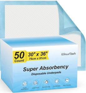 lot 19115 image: 50 Count 30in x 36in Super Absorbency Disposable Underpads